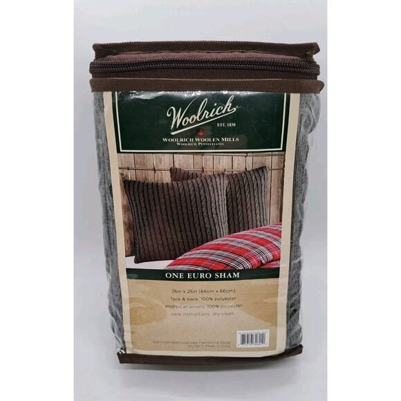 Woolrich Cable Knit Euro Sham 26x26 Throw Pillow Cover Masculine Sage Rustric - Picture 2 of 7